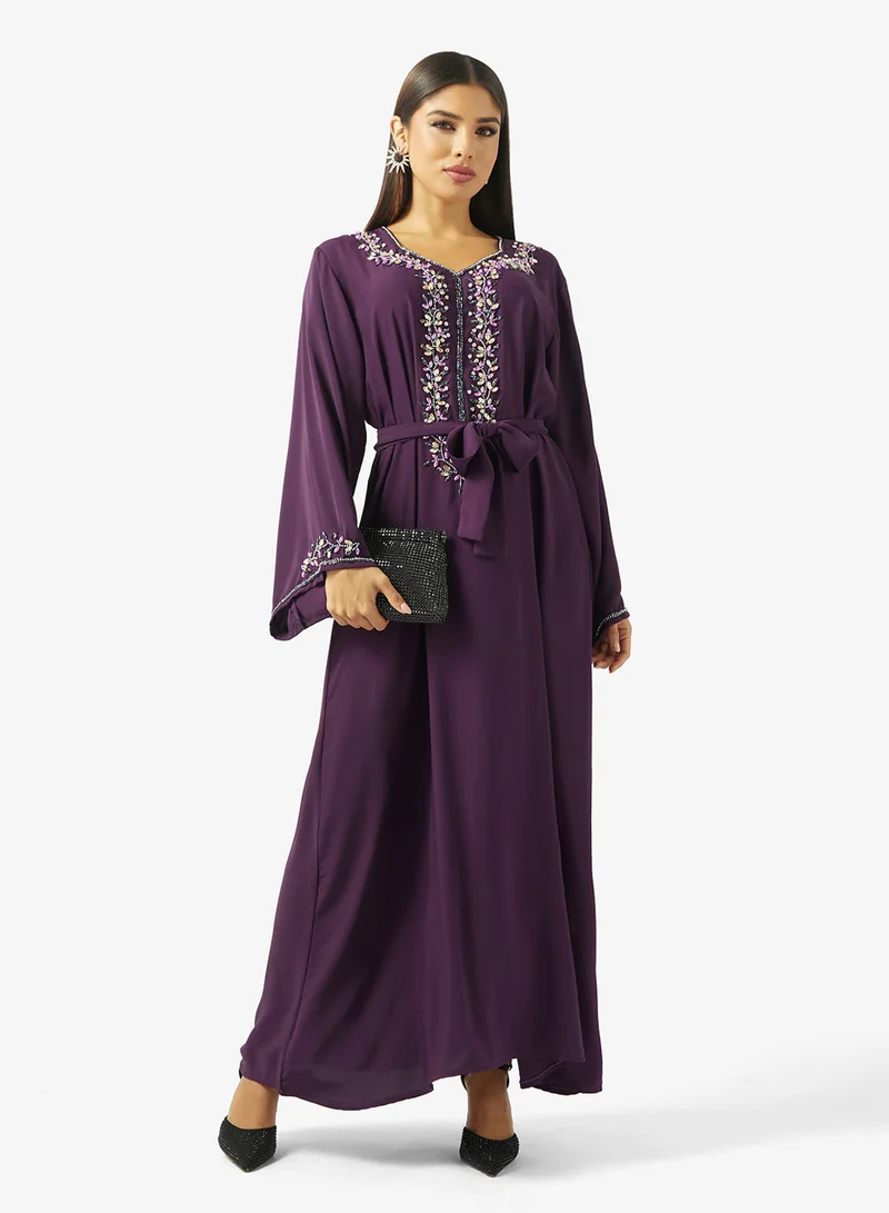 hayas closet Embellished Belted Jalabiya
